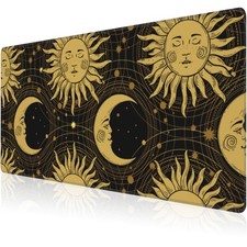 Mouse Pad, Large Golden Sun and Crescent Desk Mat, Extended Non-Slip Gaming K...
