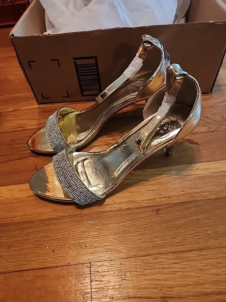Essex Glam Women's Ankle Strap Sparkle Silver Heels Size 5 - Image 3 of 4