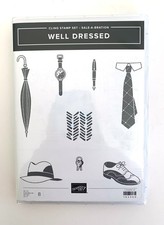 Stampin' Up 8 Piece Red Rubber Cling Mount Stamp Set WELL DRESSED