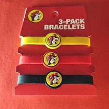 Buc-ee's Beaded Rubber Bracelets 3-Pack Yellow Red Black Animal Theme Kids