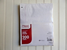 Mead Standard Filler Paper Wide Ruled 8 in. x 10-1/2 in. White Lined 200 Sheets
