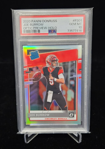 2020 Donruss Rated Rookie Joe Burrow RC #P301 Optic Preview Holo PSA 10 GEM MINT
