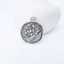 Lily of  Valley Charms,Floral Pendant, Earring Charms 27x22mm  G37336