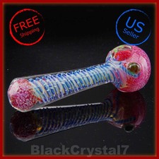 5" Handmade Red Color Changing Blue Plasma Tobacco Smoking Bowl Glass Pipes