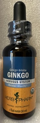 HERB PHARM GINKGO NERVOUS SYSTEM Mental Clarity Herbal Supplement 1 fl oz (30ml)