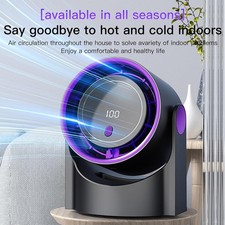 Rechargeable Desk Fan: 5-Speed, 90 Rotate, LED Quiet for Home, Office