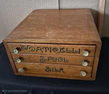 Vintage Corticelli Spool Silk Cabinet Drawers Thread 3-Drawer Dovetail
