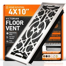 4x10 Floor Vent Covers Register with Mesh Trap, Heat/Air, Walkable, Satin Nickel
