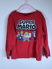 Super Mario Boys Red Mario  Luigi Long Sleeve Sweatshirt Jacket Small 5/6 Boys