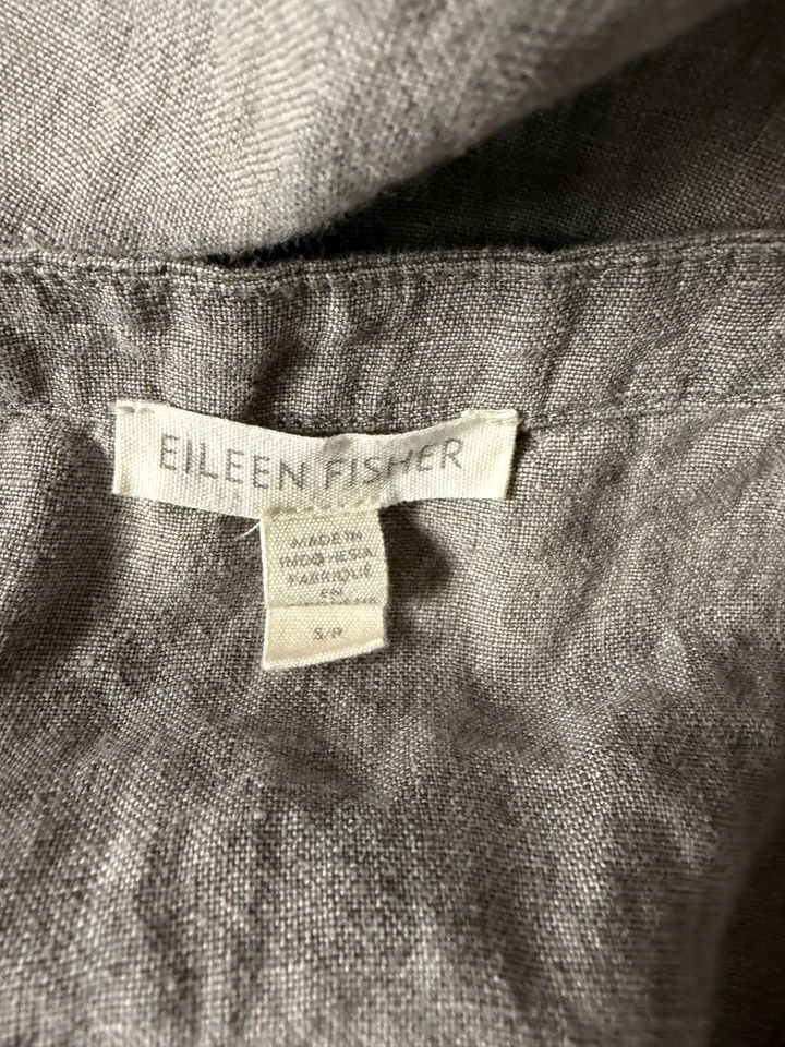 Eileen Fisher Neutral Brown Button Linen Vest Jumper Pockets Size M Lagenlook - Image 4 of 4