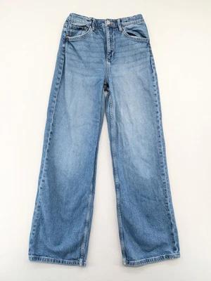 H&M Mädchen Jeans Hose Wide Leg High Waist Verstellbarer Bund Denim Blau - Bild 1 von 4