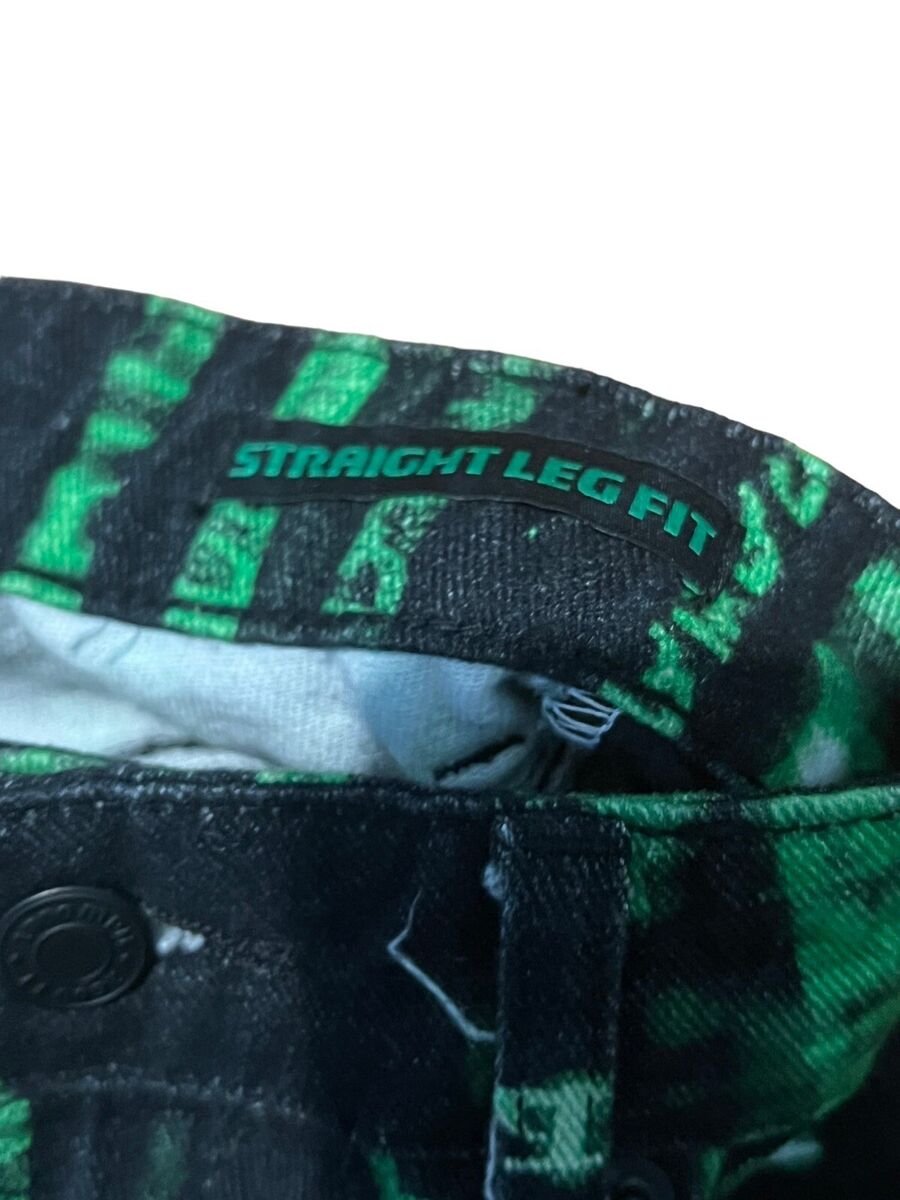 Jaded London Jeans Matrix Code Straight Leg W24 Black/Green Jaded London Jeans Matrix Code Straight Leg W24 Black/Green