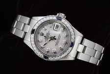 Rolex Ladies Datejust Oyster Perpetual Steel Diamond Dial Bezel Sapphire Watch 3