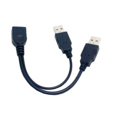 USB 2.0 Female to Dual A Male Extra Power Data Y Extension Cable for 2.5" HDD