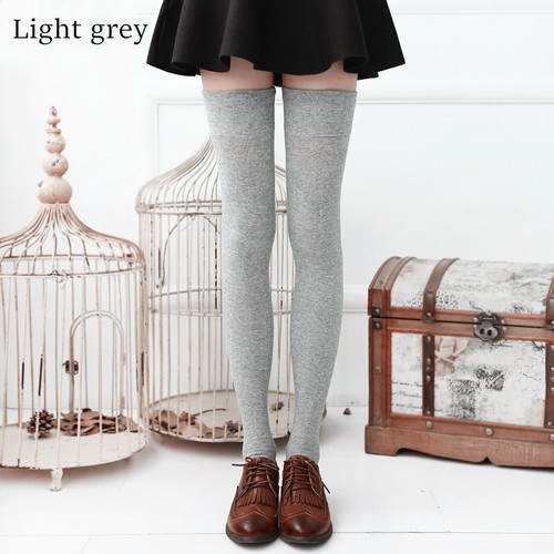 Cotton Stockings Thigh High Over Knee Socks Japanese Lolita JK Preppy Solid - Picture 14 of 18