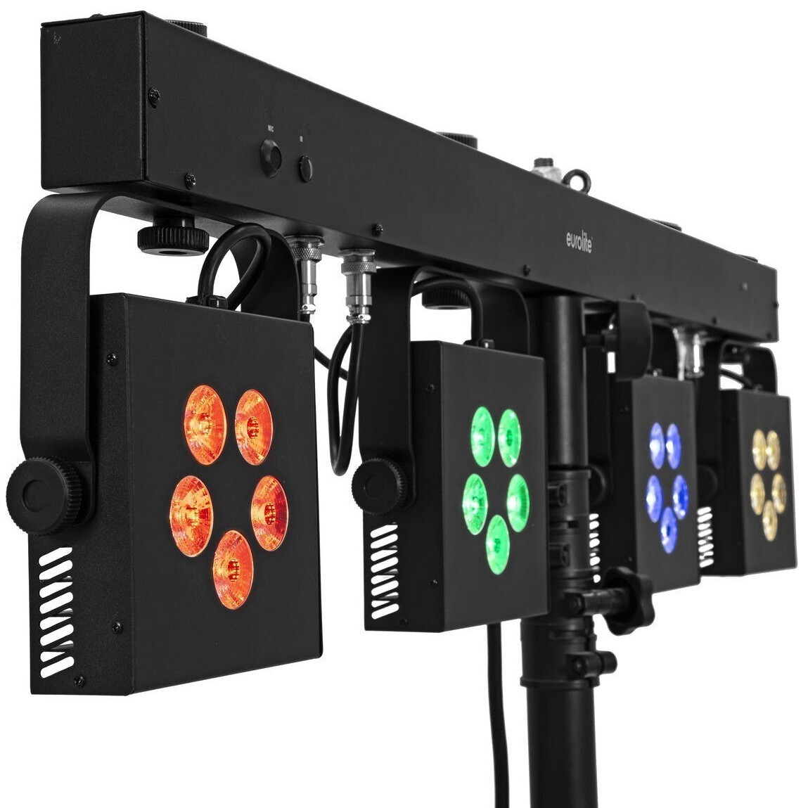 KIT 4 FARI RGB/WW LED DMX su BARRA CABLATA luci telecomando eventi party piscina