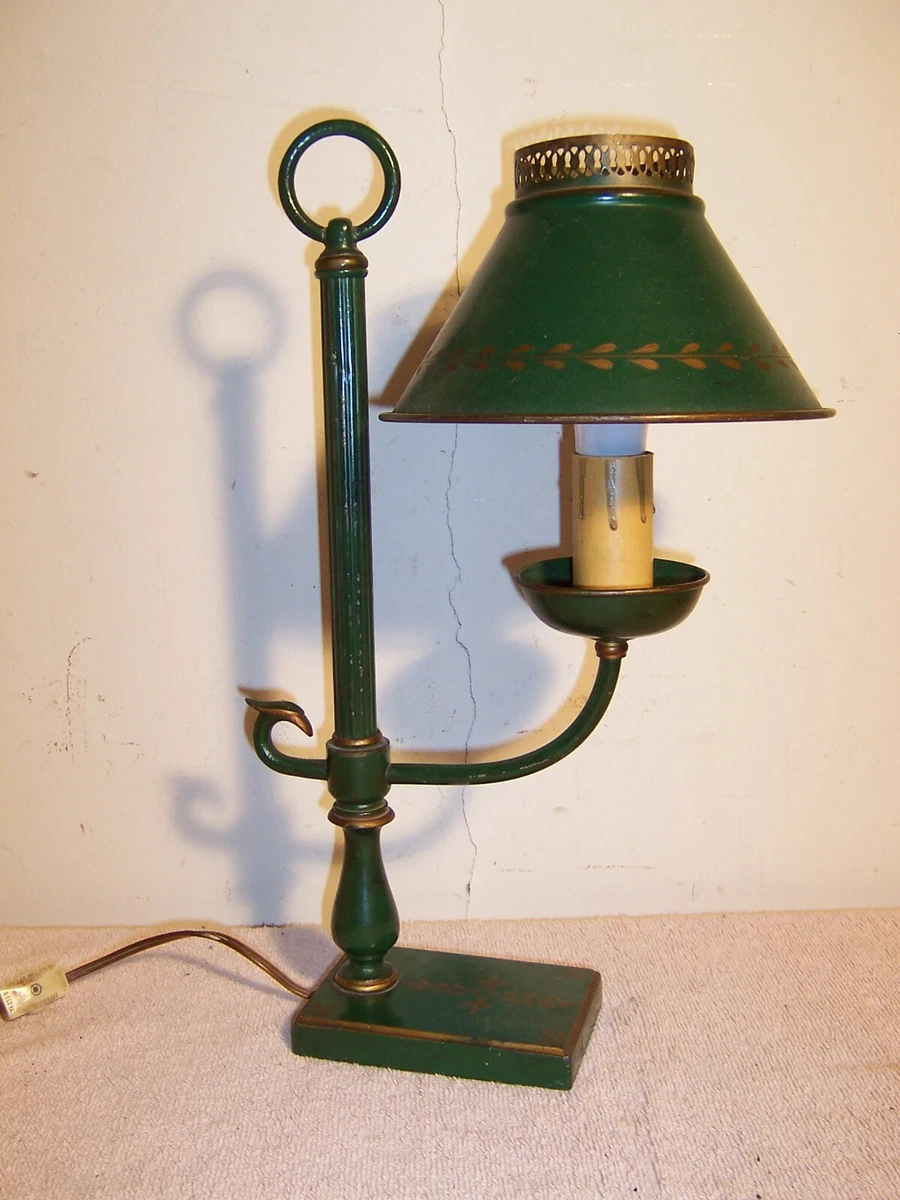 Antique Original Brass Tole Painted Student Candle Dresser Desk