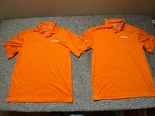 Whataburger Employee Polo Shirt Mens Medium Orange Striped Work Uniform LOT OF 2