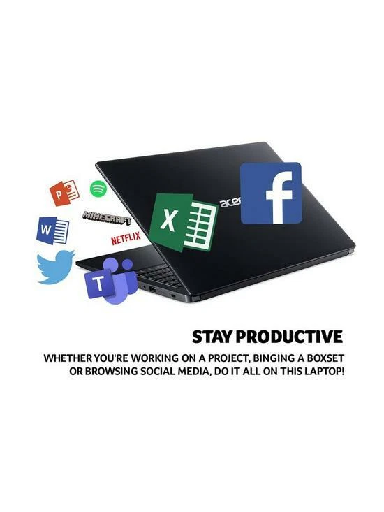 Aspire 3 A315-23 Laptop - 15.6 inch Full HD, AMD Ryzen 3, 8GB RAM, 128GB SSD - Image 3 of 3