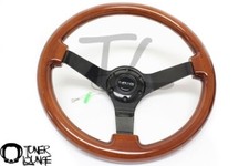 Nrg Steering Wheel 350mm 3 Deep Wood Grain Black Spoke St-036br-bk