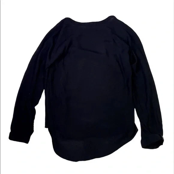 All Saints 衬衫女式 XS 黑色休闲宽松纽扣长袖圆领 — 第 3/4 张图片