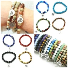 Yoga Women Bracelet Lotus Buddha Ohm Aum Tree of Life Chakra Charm Bead Balance