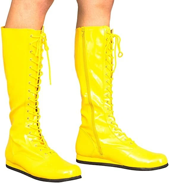 Adult Wrestling Halloween Costume Cosplay Lace-Up Zipper Boots Multiple Color - Image 4 of 4