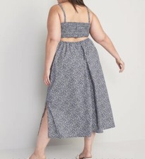 Old Navy Dress Sz:2X Blue Spaghetti Sleeve Smoked Cutout Mini Swing $49.99  #14
