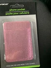 Metallic Pink Phone Stick On Stitched Card Pocket Mini Wallet Valentine
