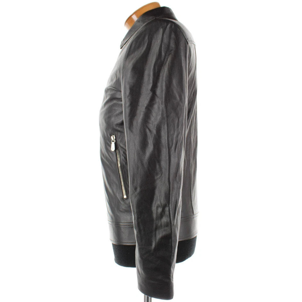 Chaqueta de cuero Eleventy Platinum nueva sin etiquetas cremallera completa talla 50 EE. UU. mediana en marrón oscuro Foto 2 de 4