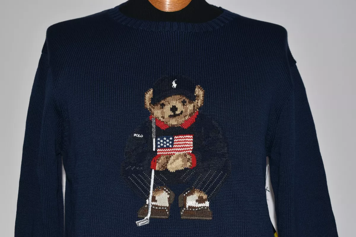 NWT Polo Golf Ralph Lauren Size M Navy Embroidered Bear Sweater NWT Polo Golf Ralph Lauren Size M Navy Embroidered Bear Sweater