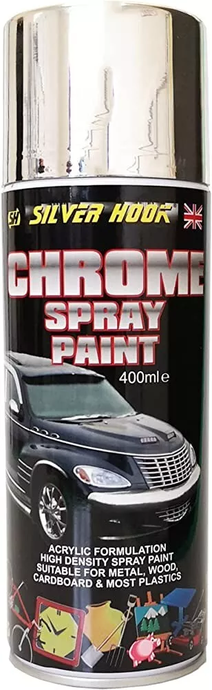CHROME EFFECT SILVER SPRAY PAINT ACRYLIC FINISH METAL WOOD CARD PLASTIC 400ml