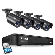 ZOSI H.265+ 8CH 5MP-Lite DVR CCTV Outdoor Security 1080P Camera System 2TB