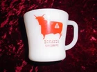 Vintage Federal Glass Bonanza Sirloin Pit milk glass coffee mug cup excellent
