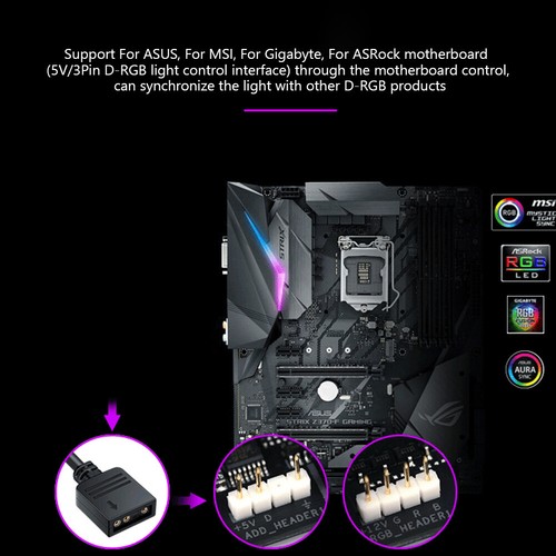 ARGB Cable Splitter Hub Computer PC Accessories 10-in-1 for ASRock Motherboard - Afbeelding 12 van 18