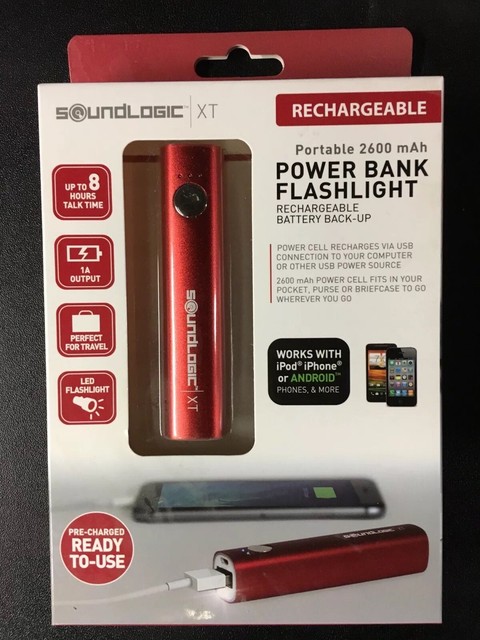 Soundlogic XT Portable 2600 MAh Power Bank Flashlight RED EBay Soundlogic XT Portable 2600 MAh Power Bank Flashlight RED EBay