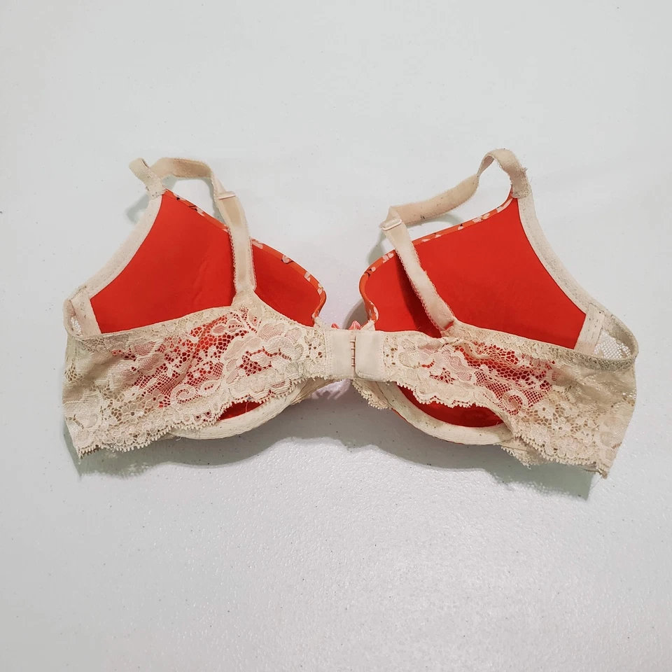 Sujetador Victoria's Secret Mujer 34C Naranja Floral Dream Angels Cobertura Perfecta Encaje Foto 4 de 4