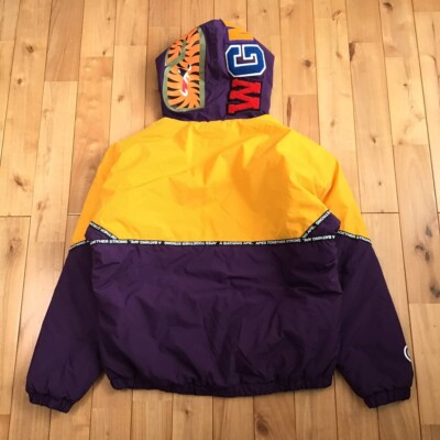 BAPE Shark hoodie batting jacket a bathing ape purple yellow Size