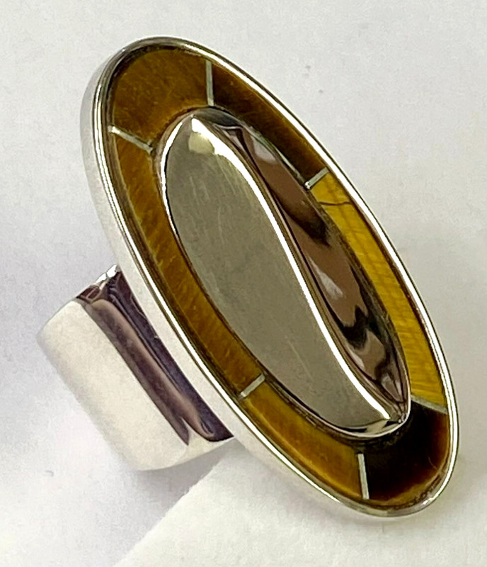 HSN Jay King Sterling Silver Tiger Eye Gemstone Oval Ring Size 6