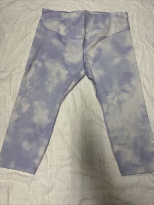 Nike Dri Fit Womens Leggings One Icon Clash Crop Purple Cloud Size XLarge