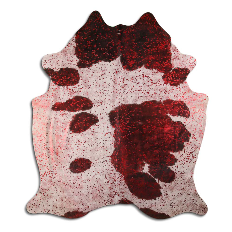 Acid Washed Red Metallic Cowhide Area Rug On Black And White eBay