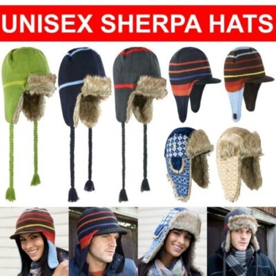Damen Herren Winter Trapper Hut Vlies Kunstpelz Russisch Sherpa Cap Größe S M L