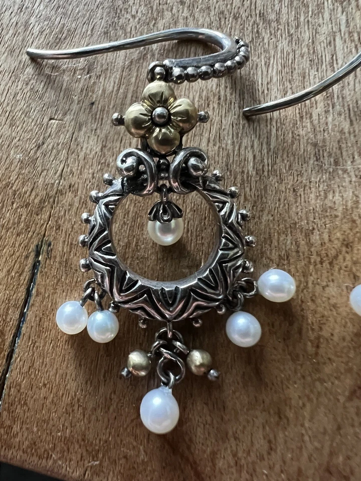 Pendientes araña Barbara Bixby plata de ley 925 perlas de agua dulce de 18 k Foto 2 de 4