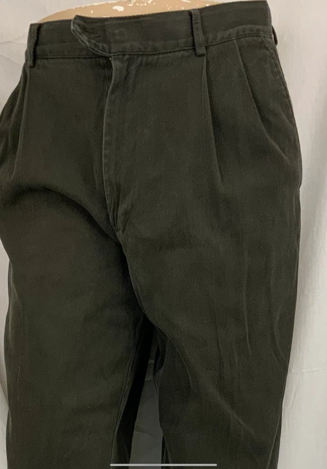 Pantalones de mezclilla Structure 36x33 plisados verdes 100 % algodón rectos YGI P2-342 Foto 3 de 4