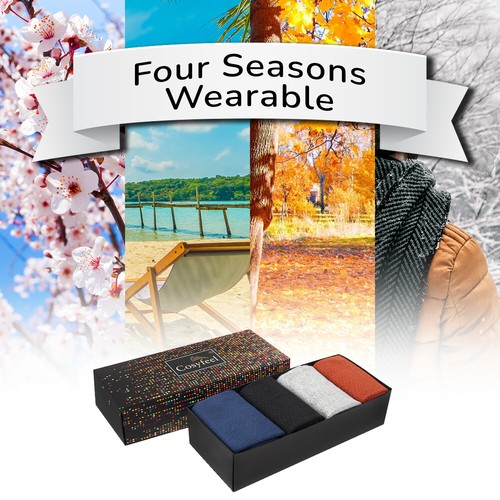 Cosyfeel® Men Dress Socks Bamboo Material (4-Pack) Soft 4 Seasons Seamless Toe - Picture 7 of 63