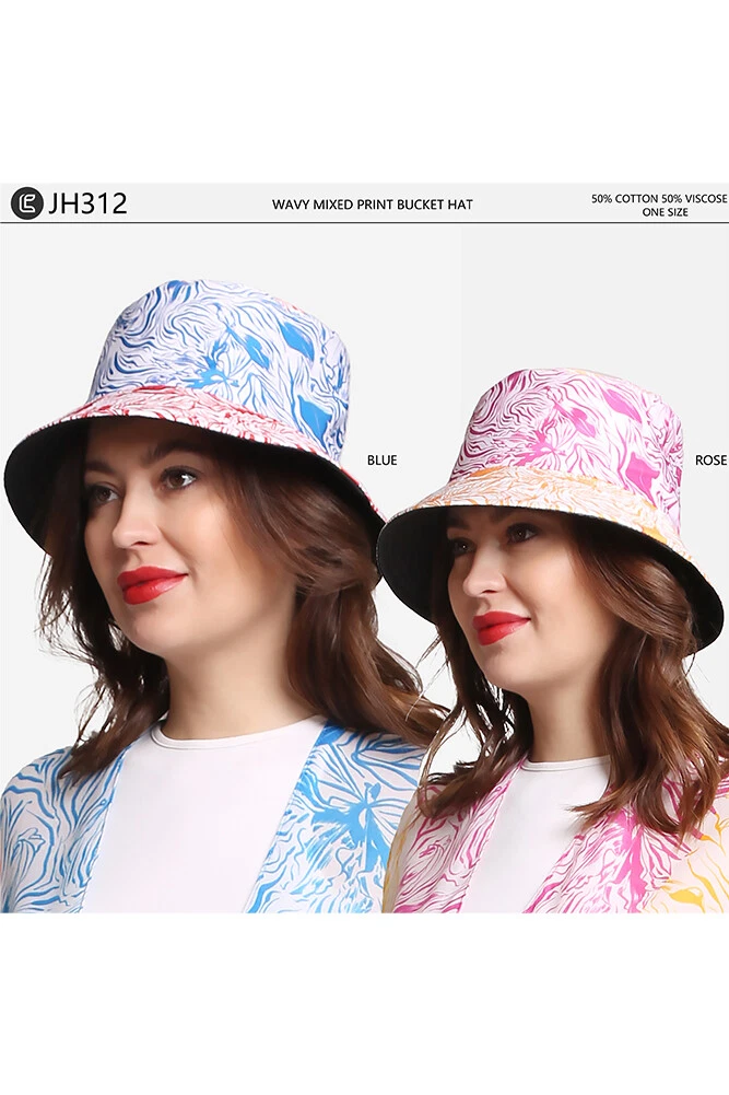 ScarvesMe Women's Fashion Trendy Wavy Mixed Print Sun Bucket Hat