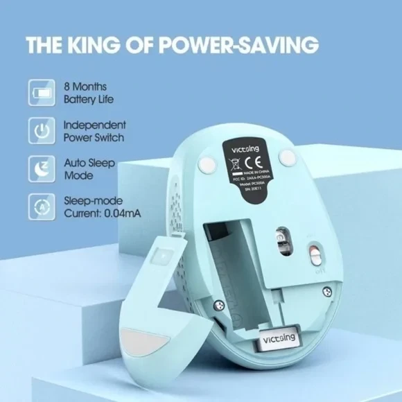 Victsing Mini Wireless Mouse Model PC254A laptop 2.4GHz 6 buttons Mint Green - Image 4 of 4