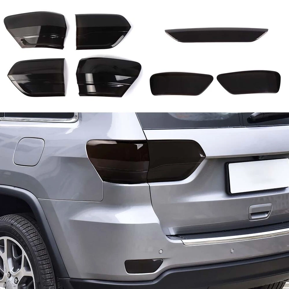 7x Cubiertas de luz trasera trasera ennegrecida para Jeep Grand Cherokee 14-20 Foto 3 de 4