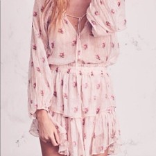 LOVESHACKFANCY Size Medium Popover in Vintage Rose Mini Dress Powder Pink Gold