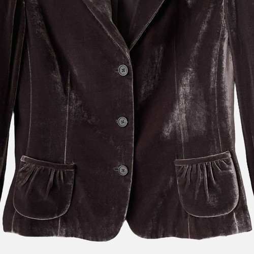 Vintage Tahari Velvet Blazer Size Medium Mocha Mousse Silk Rayon Blend Pockets - Picture 4 of 14